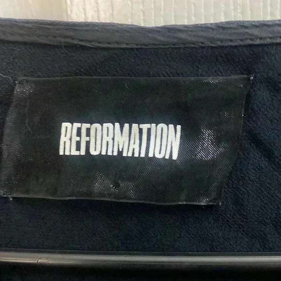 Reformation Black Satin Midi Dress - Picture 5 of 7